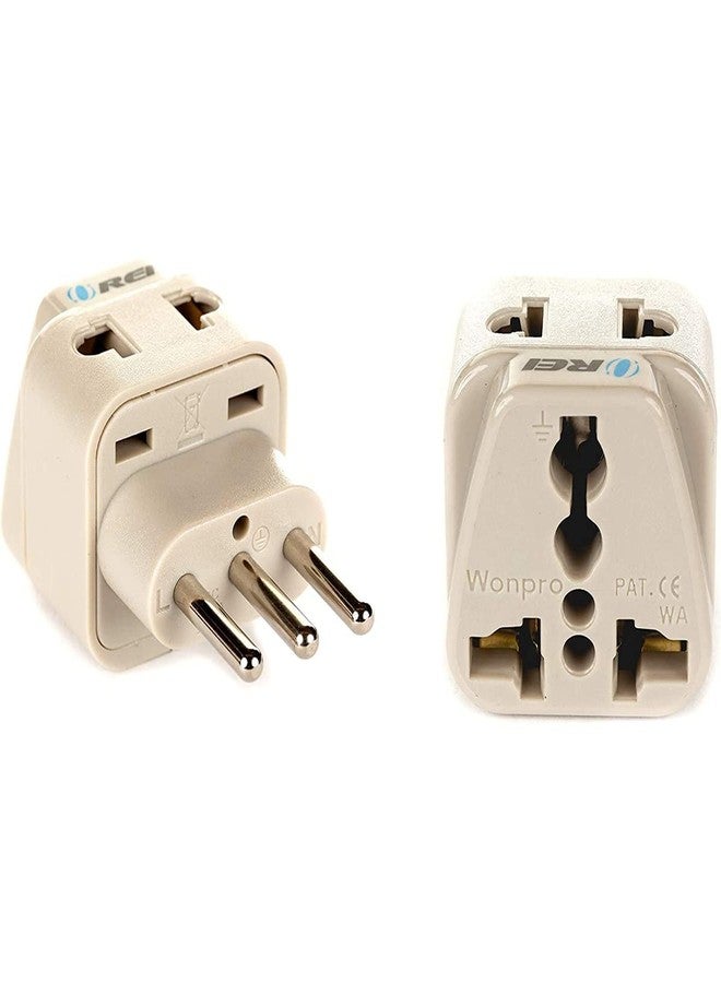 Orei India to Italy, Libya, Chile & More (Type L) Travel Adapter Plug - 2 in 1 - CE Certified - RoHS Compliant -2-Pack (DB-12A-2PK) - Image 1